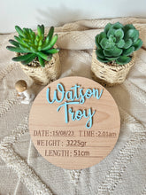 Load image into Gallery viewer, 'Custom' Birth Detail Announcement Plaque