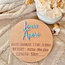 Load image into Gallery viewer, 'Custom' Birth Detail Announcement Plaque