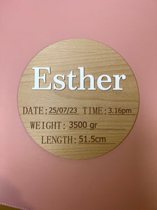 'Custom' Birth Detail Announcement Plaque