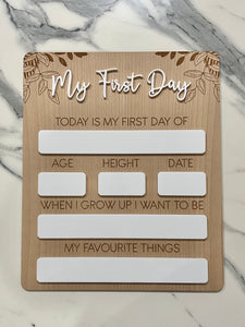 My First/Last Day Board