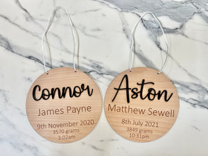 'Custom' Birth Detail Plaques