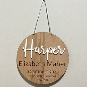 'Custom' Birth Detail Plaques