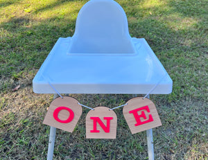 'ONE' Highchair Bunting